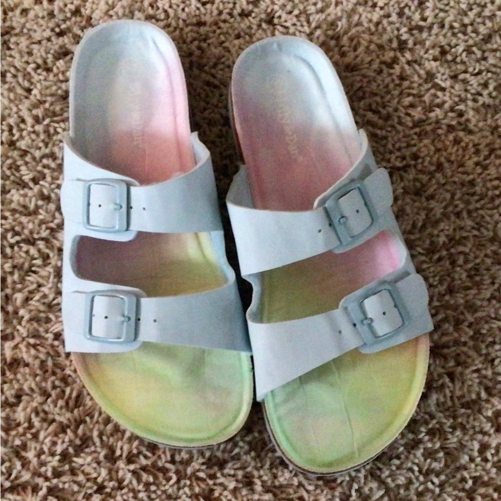 Big Girls Size 4/5 Colorful Slide Sandals with Buckles
